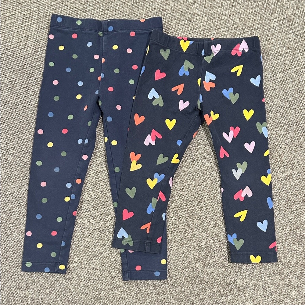 Primary 3T Leggings with Colorful Hearts (capri) and Dots (full length)